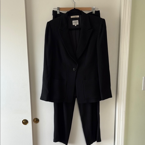 Armani Collezioni Black Wool Blend Women’s Pant Suit 8 - Picture 1 of 16